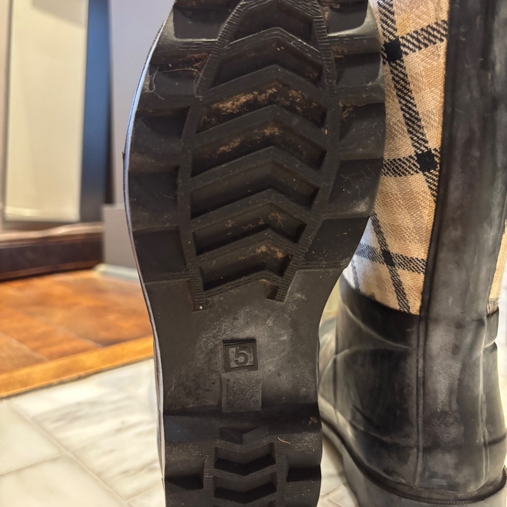 Laura Ashley Garden Plaid Rain Boots | Tall Waterproof Wellies | Women’s Size 5 - Picture 7 of 7